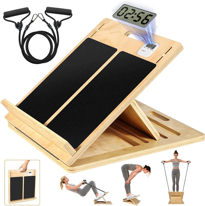 laapee Extra Large Adjustable Wooden Slant Board - 15.7x20 Inches Calf Stretcher for Plantar Fasciitis & Ankle Rehab, Anti-Slip (220 LBS Capacity) - Image 1